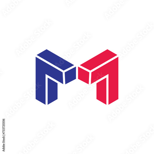 letter m magnet 3d geometric logo vector
