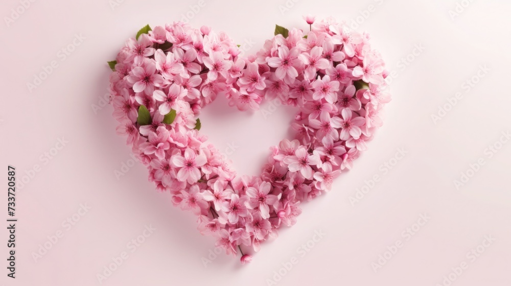 pink flowers in the shape of a heart. bouquet for Valentine's Day, Women's Day, March 8. greeting card. space for text
