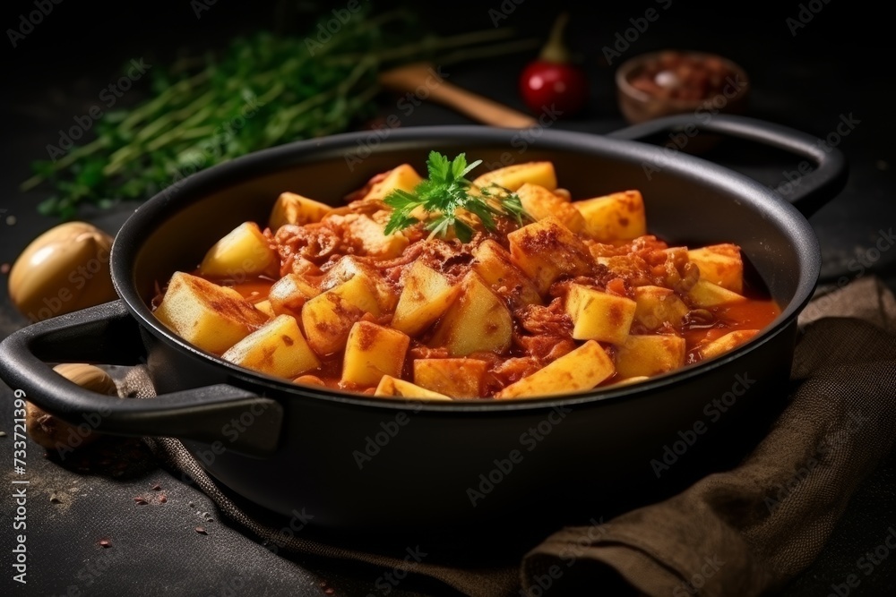 Delicious and appetizing south korean dish. kimchi jjigae - a rich and spicy korean soup/stew