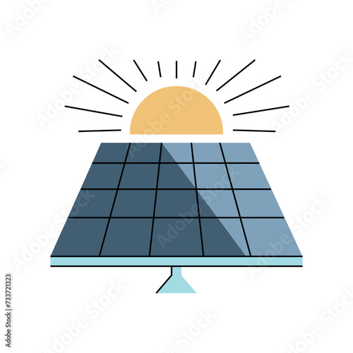 Solar panel color line icon. Renewable energy sources.