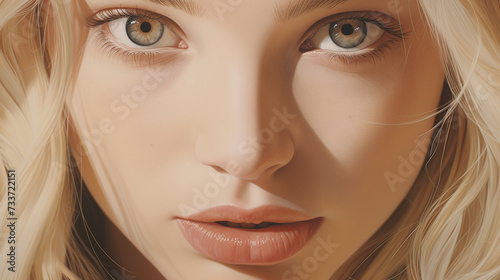 Young blonde woman close up portrait