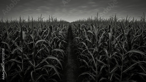 farm black and white corn field photo