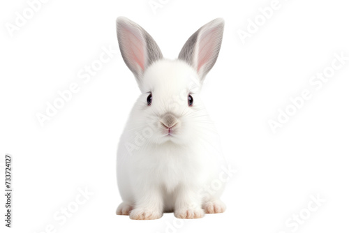 White Cute Rabbit Isolated On Transparent Background