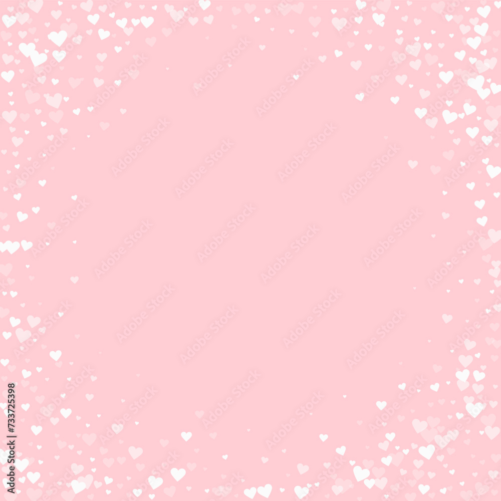 White hearts scattered on pink background. White hearts scattered on pink background.