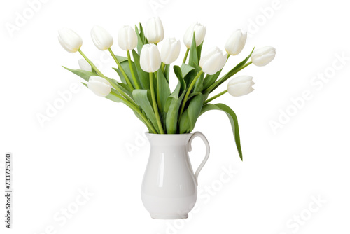White Tulip Display Isolated On Transparent Background