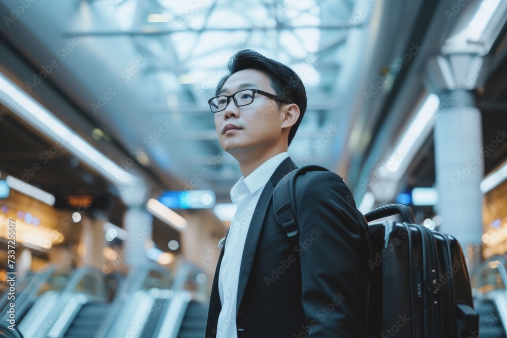 Asian businessmen travel abroad with determination To develop the business of the company and its partners