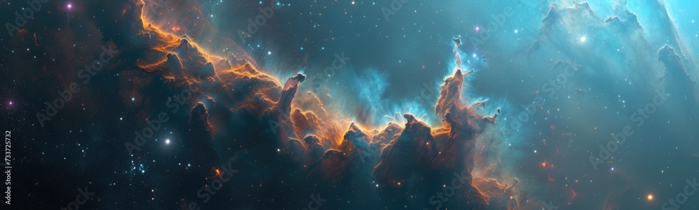 Abstract galaxy nebula background . Banner