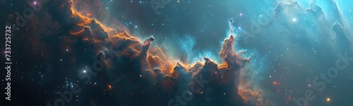 Abstract galaxy nebula background . Banner © kramynina