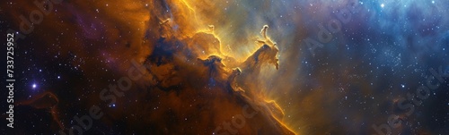 Abstract galaxy nebula background . Banner © kramynina