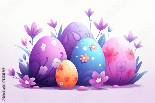Set of Easter eggs decorative. Happy Easter hand drawn isolated on white background.
