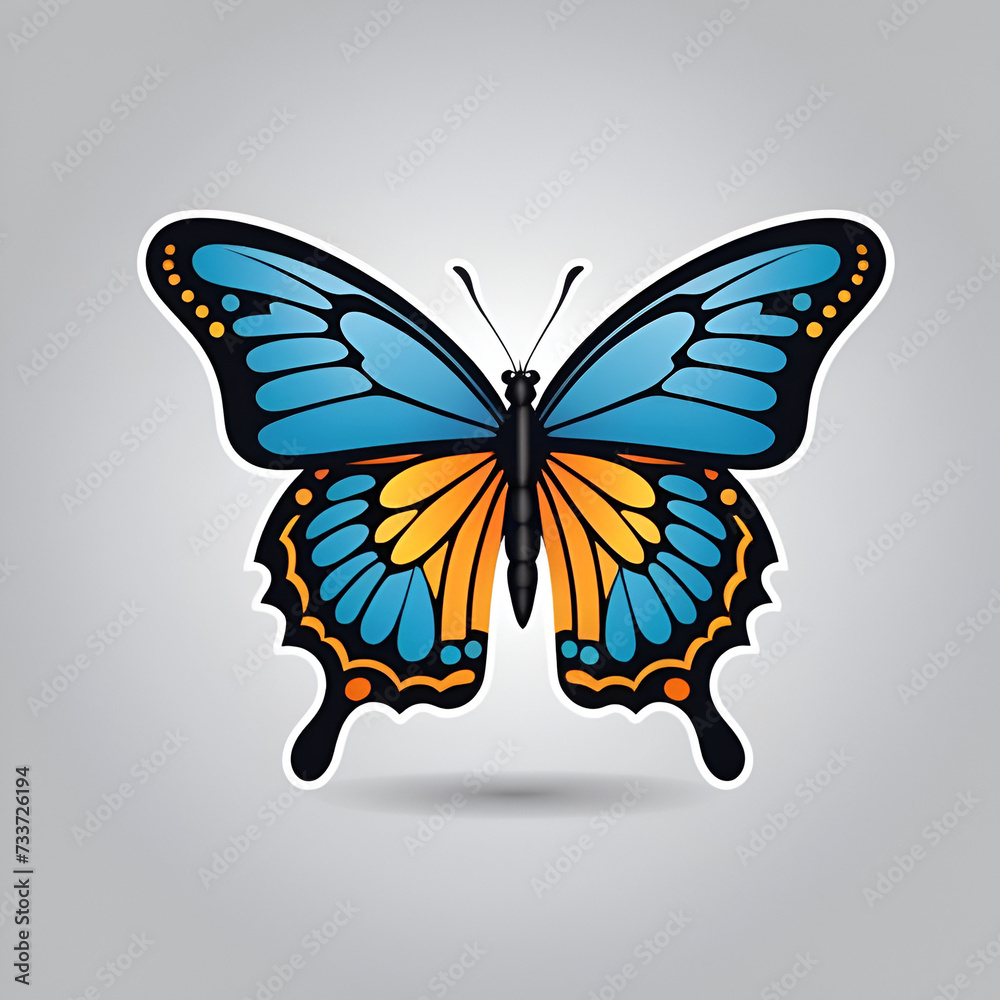 Obraz premium flat logo of Vector vivid color butterfly design. solid background color