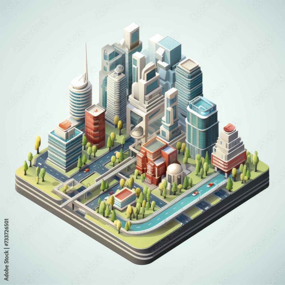 Urban Isometric Iconography Three-Dimensional Art Urban Isometric Iconography Three-Dimensional Art
