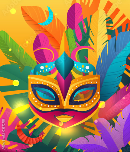 colorful masks brazilian festival holiday celebration greeting invitation postcard culture and tradition carnival party concept