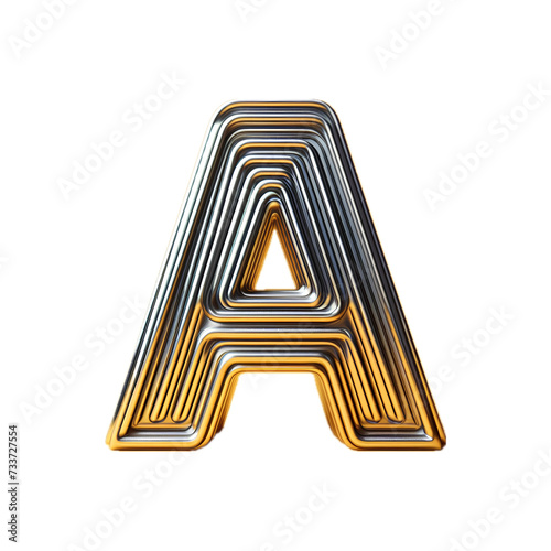 Silver font letter A isolated background. Generated AI. photo