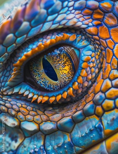 Close-Up of the Eye of a Blue Dragon Vivid Colors © AbGoni