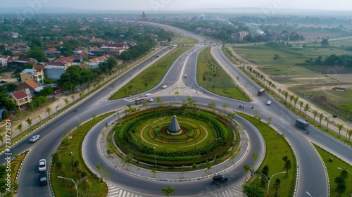 From Above View of Roadways and Roundabouts - Vital Infrastructure of Traffic Flow