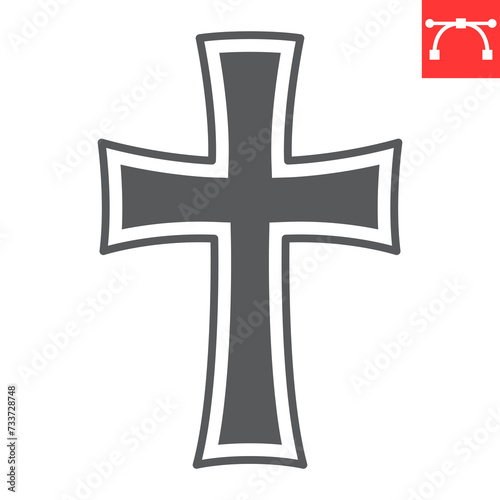 Religion cross glyph icon, Easter and Catholicism, gothic cross vector icon, vector graphics, editable stroke solid sign, eps 10.