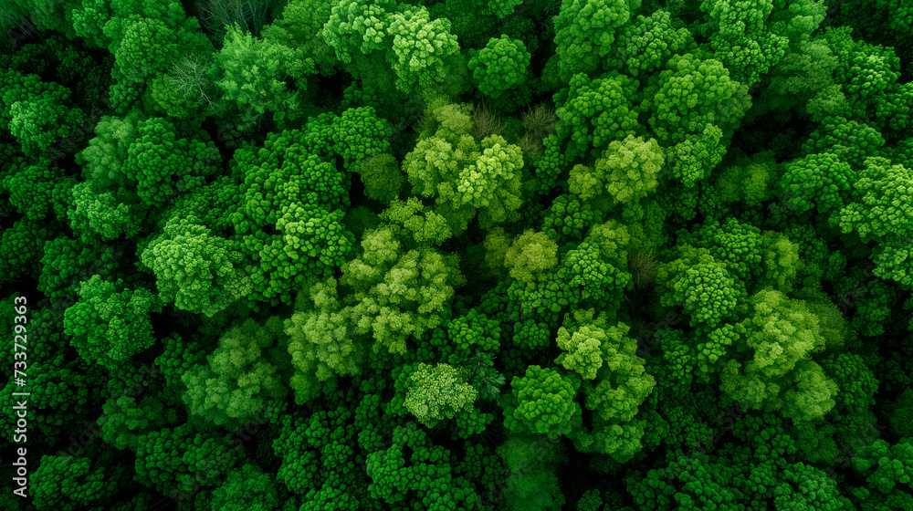 Green recycling symbol overlapping a lush forest canopy to represent environmental sustainability