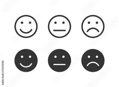Smiling face. Frowning face. Emoticons. Stock illustration.
