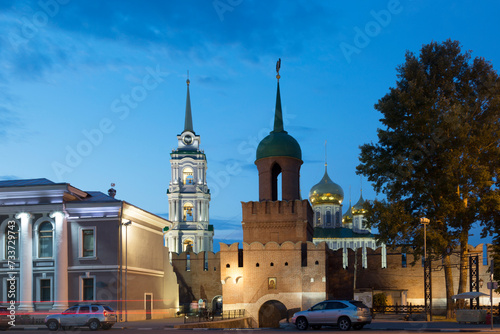 Ancient kremlin in Tula at night, Russia photo
