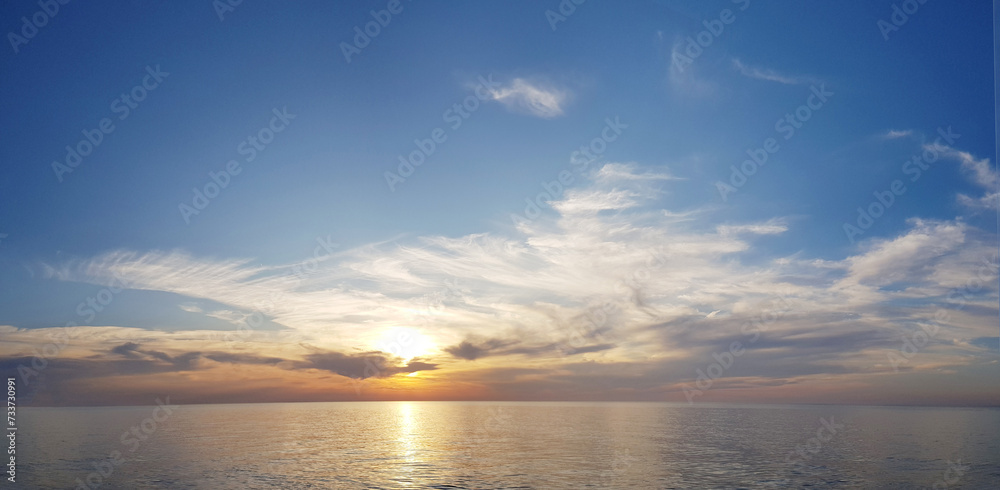 Sunset sky with cloud and sea, nature background