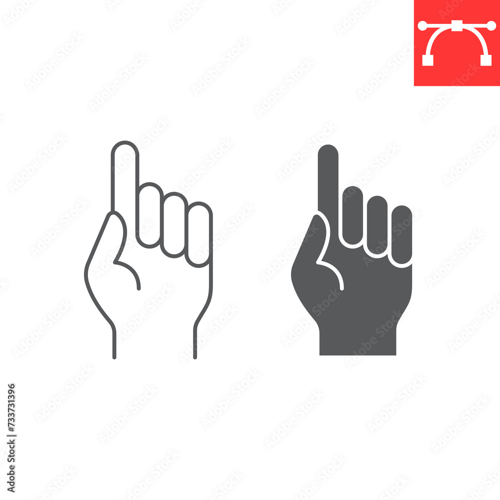 One finger up line and glyph icon, Ramadan and gesture, Allah is one vector icon, vector graphics, editable stroke outline sign, eps 10. One finger up line and glyph icon, Ramadan and gesture, Allah is one vector icon, vector graphics, editable stroke outline sign, eps 10.