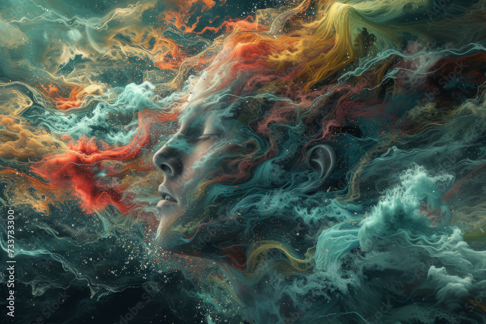 A visual representation of the intersection of human creativity and digital evolution through vivid surrealist elements.