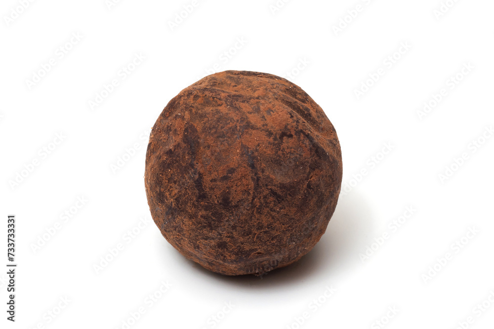 Chocolate truffle close up isolated on white background. Chocolate truffle close up isolated on white background.