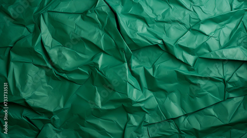 Crumpled green paper texture as background, copy space