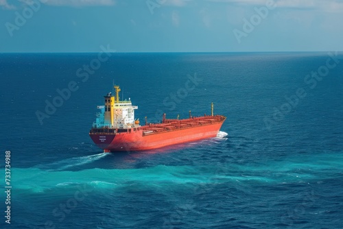 a cargo ship carrying container for import and export in the sea
