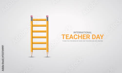 Happy Teachers Day. Creative  Design for banner poster, 3D Illustration