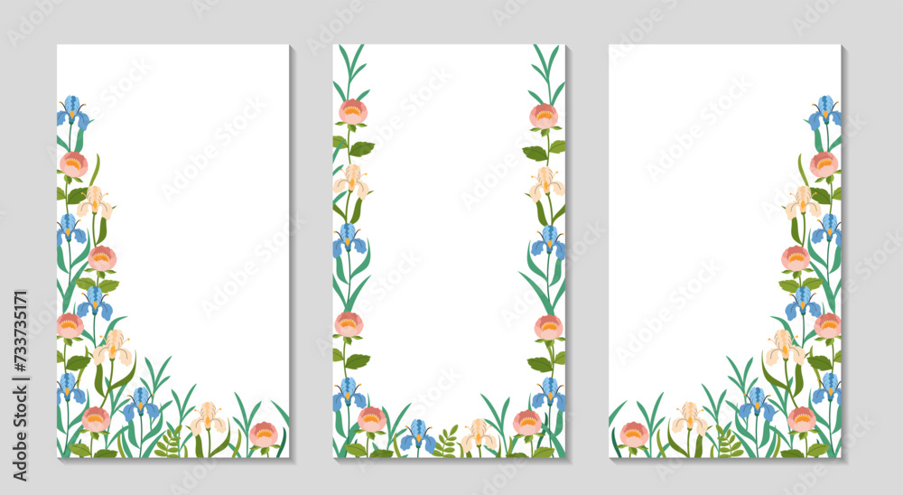 custom made wallpaper toronto digitalFloral festive frame for Social media. long greeting stories post set. Spring Background for sale.