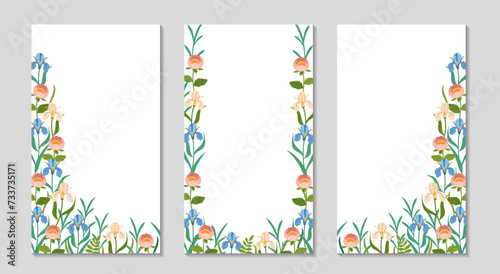 Wallpaper Mural Floral festive frame for Social media. long greeting stories post set. Spring Background for sale. Torontodigital.ca