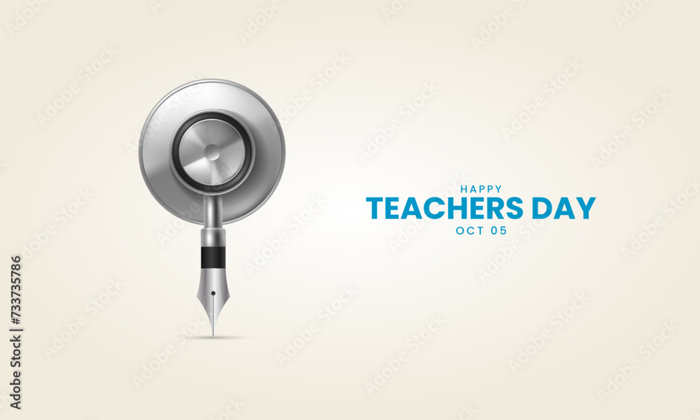 Happy Teachers Day. Creative Design for banner poster, 3D Illustration Happy Teachers Day. Creative Design for banner poster, 3D Illustration
