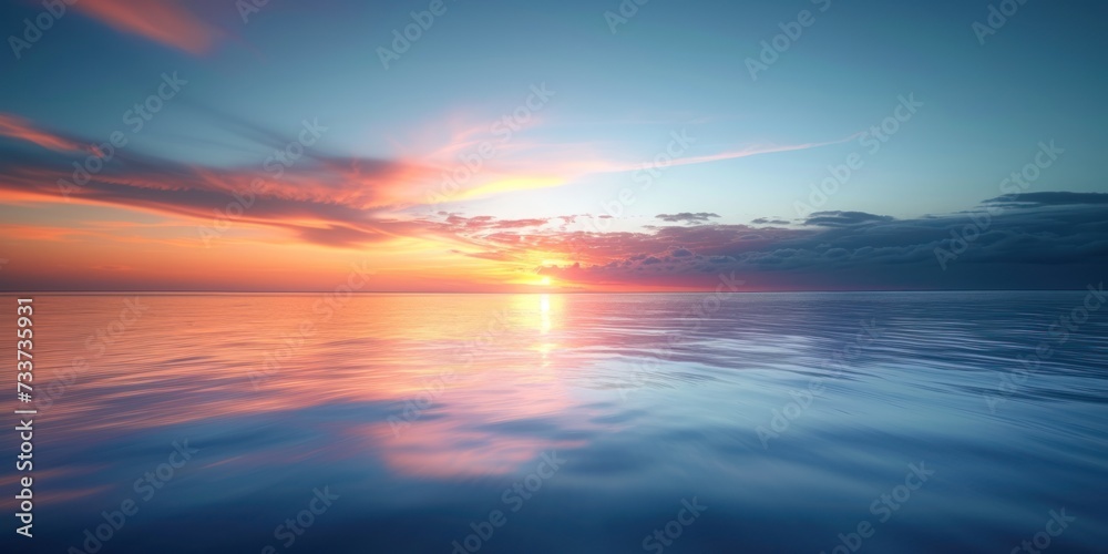 Calm colored sea and sky at sunset