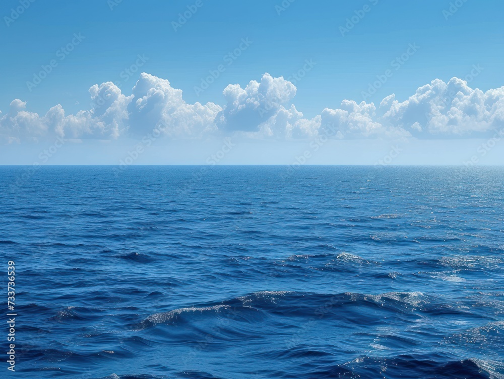 beautiful blue sea waves and sky background