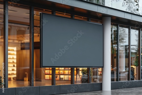 Outdoor sign on shop front window mockup