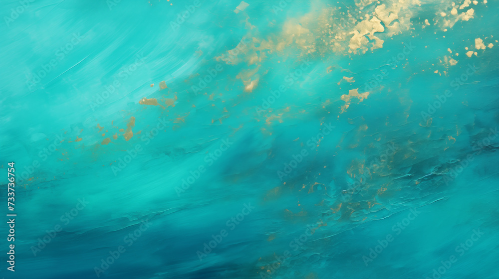 Morskie abstrakcyjne tło - tekstura z farby olejnej na płótnie z dodatkiem złota