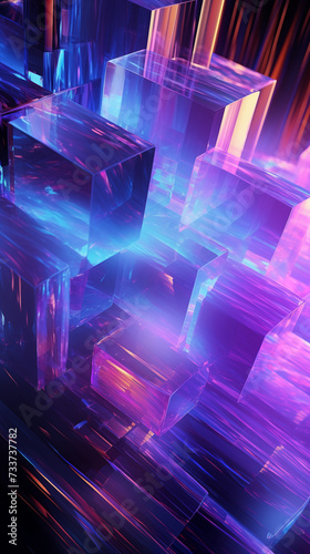 Holographic abstract 3D shapes background picture material
