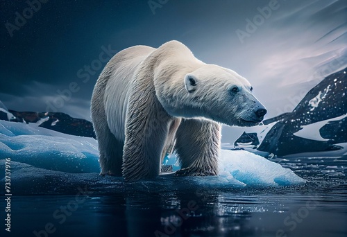 Polar bear in the Arctic. Generative AI
