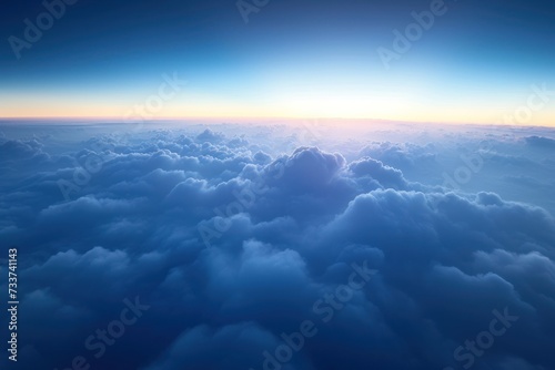 Closeup ethereal dreamy clouds, thousands of miles high in the sky photo