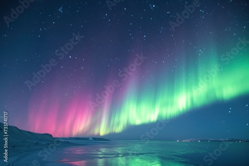 Northern Lights Creates a Display of Light and Color On the Starry Sky © Tisha