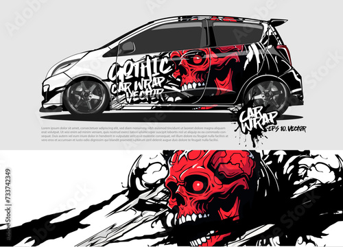 car livery design vector. abstract race style background with Zombie concept for vehicle vinyl sticker wrap