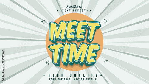 editable meet time text effect.typhography logo