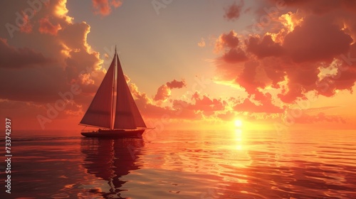 Boat sailing during beautiful sunset © Elvin