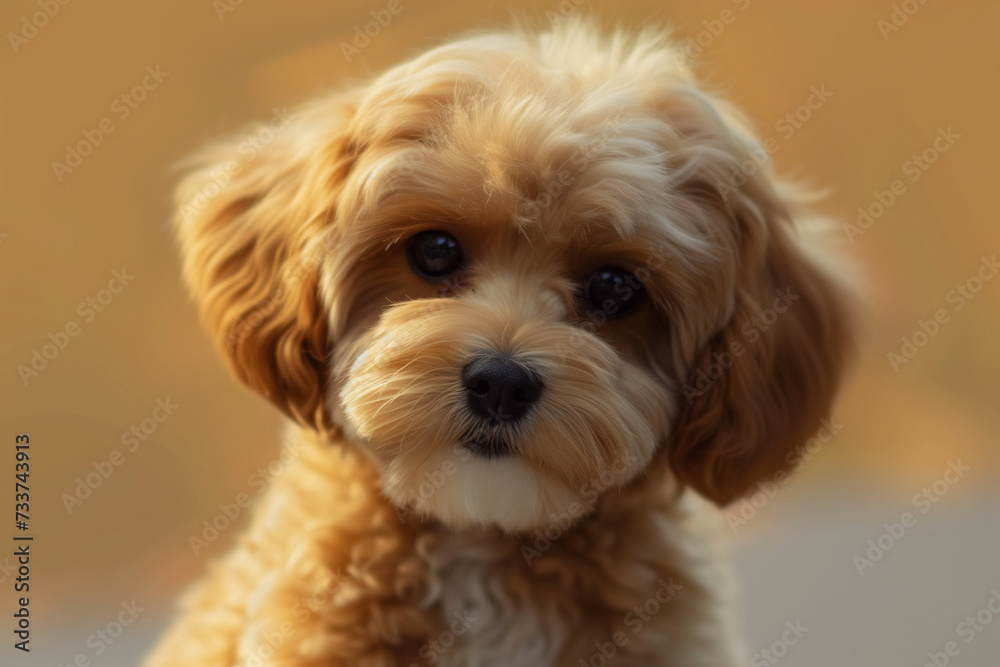 Cute puppy maltipoo in park Cute puppy maltipoo in park