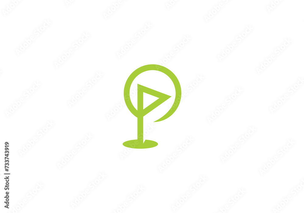 letter P with flag golf sport logo design symbol template letter P with flag golf sport logo design symbol template