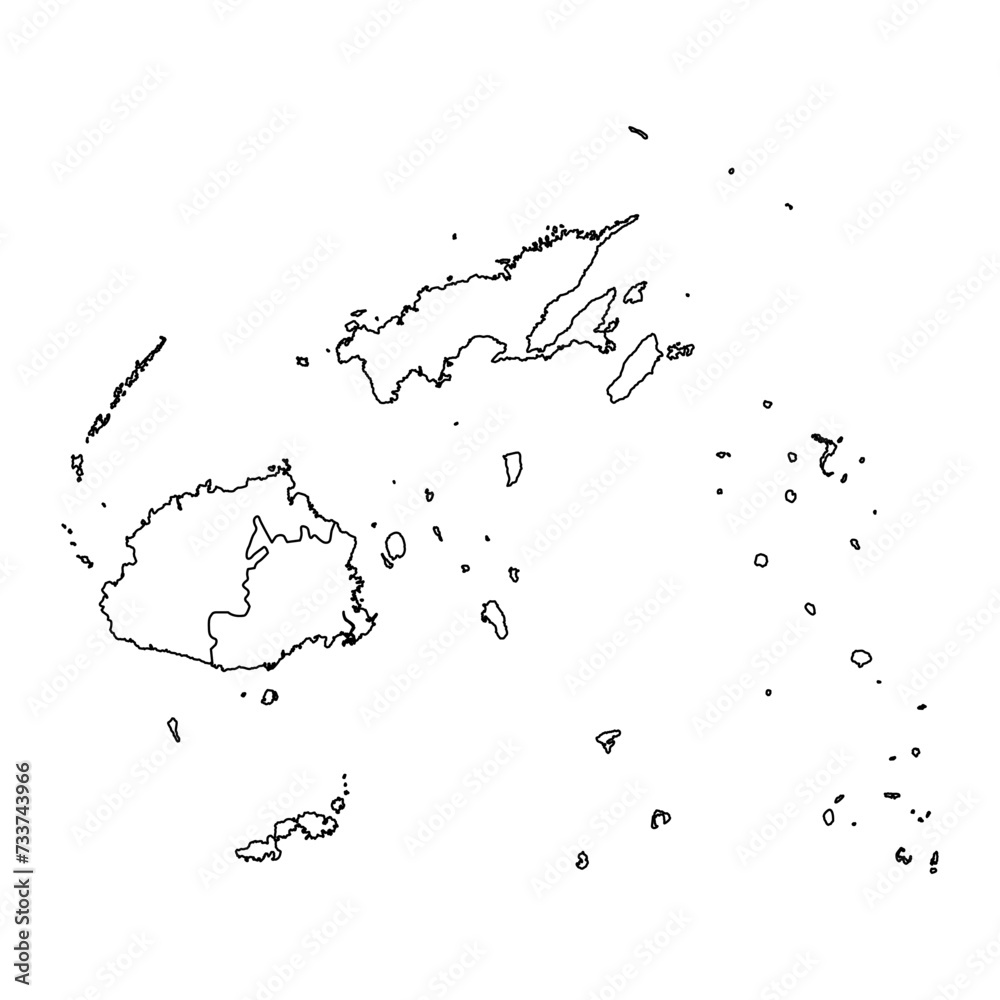 Fiji map with administrative divisions Vector illustration.