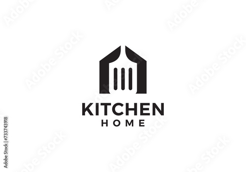 house spatula logo combination, cooking home kitchen symbol icon design