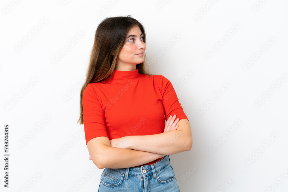 Young caucasian woman isolated on white background keeping the arms crossed Young caucasian woman isolated on white background keeping the arms crossed